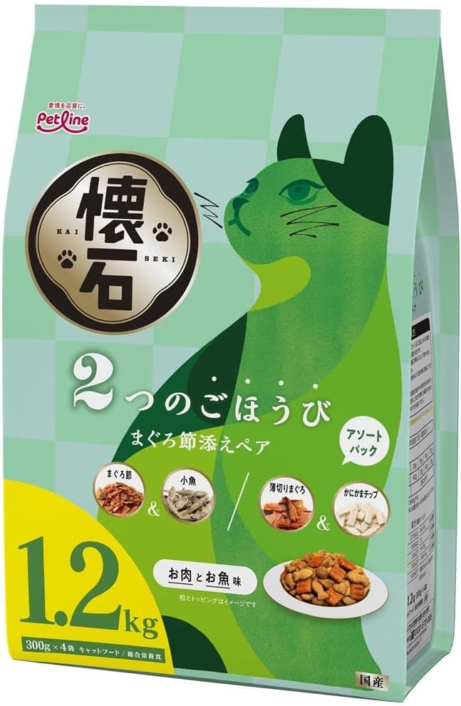 懐石 2つのごほうび まぐろ節添えペア キャットドライ 総合栄養食